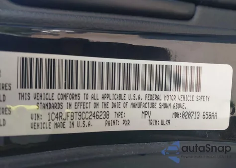 2012 Jeep Grand Cherokee Limited z USA, uszkodzony, nr VIN 1C4RJFBT9CC246238